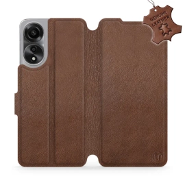 Etui ze skóry naturalnej do OPPO A78 5G - wzór Brown Leather