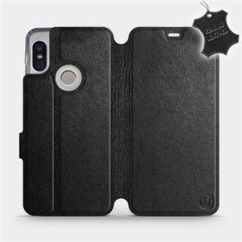 Etui ze skóry naturalnej do Xiaomi Redmi Note 5 - wzór Black Leather