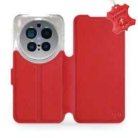 Etui ze skóry naturalnej do Vivo X300 pro - wzór Red Leather