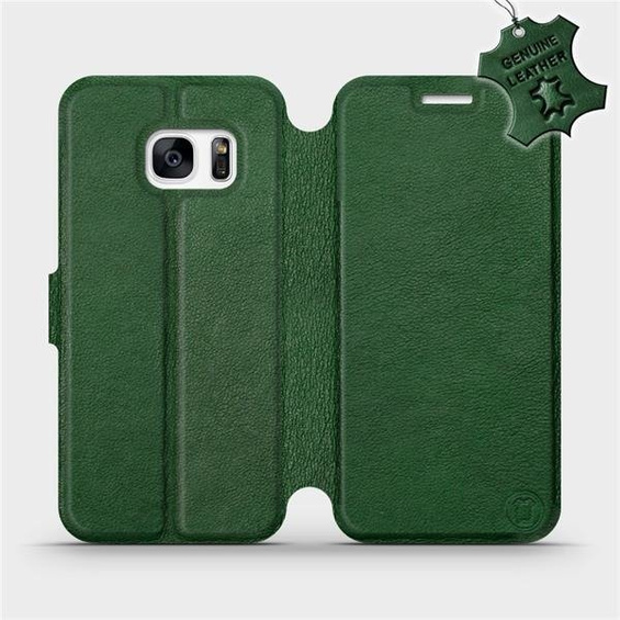 Etui ze skóry naturalnej do Samsung Galaxy S7 - wzór Green Leather