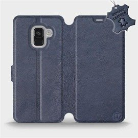 Etui ze skóry naturalnej do Samsung Galaxy A8 2018 - wzór Blue Leather