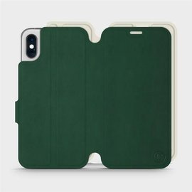 Etui Soft Touch do Apple iPhone XS - wzór Miejska zieleń z platyną