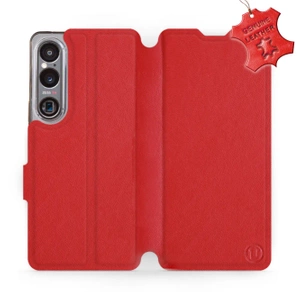Etui ze skóry naturalnej do Sony Xperia 1 VI - wzór Red Leather