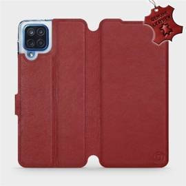 Etui ze skóry naturalnej do Samsung Galaxy M12 - wzór Dark Red Leather