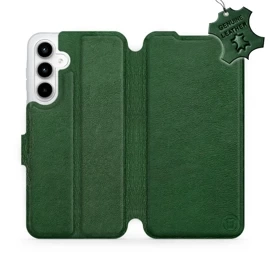 Etui ze skóry naturalnej do Samsung Galaxy A35 5G - wzór Green Leather