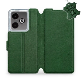 Etui ze skóry naturalnej do Realme GT 7 - wzór Green Leather