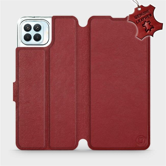 Etui ze skóry naturalnej do OPPO Reno 4 Lite - wzór Dark Red Leather