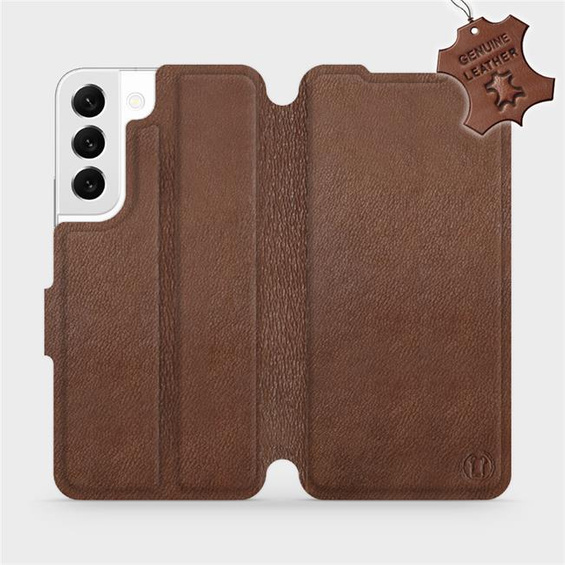 Etui ze skóry naturalnej do Samsung Galaxy S22 - wzór Brown Leather