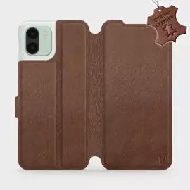 Etui ze skóry naturalnej do Xiaomi Redmi A2 - wzór Brown Leather