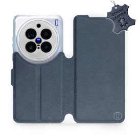 Etui ze skóry naturalnej do Vivo X200 Pro 5G - wzór Blue Leather