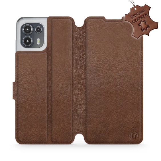 Etui ze skóry naturalnej do Motorola Edge 20 Lite - wzór Brown Leather