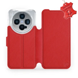 Etui ze skóry naturalnej do Vivo X300 - wzór Red Leather