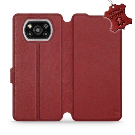 Etui ze skóry naturalnej do Xiaomi POCO X3 Pro - wzór Dark Red Leather