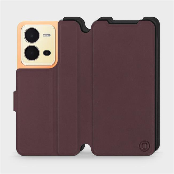 Etui Soft Touch do Vivo X80 Lite - wzór Matowy burgund z czernią