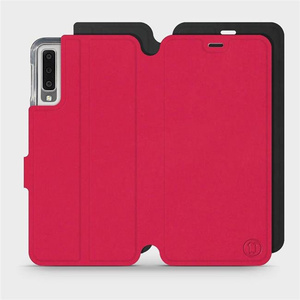 Etui Soft Touch do Samsung Galaxy A7 2018 - wzór Żywa czerwień z czernią