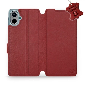 Etui ze skóry naturalnej do Samsung Galaxy A07 - wzór Dark Red Leather
