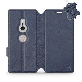 Etui ze skóry naturalnej do Sony Xperia XZ2 - wzór Blue Leather