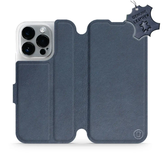 Etui ze skóry naturalnej do Apple iPhone 14 Pro - wzór Blue Leather