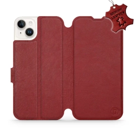 Etui ze skóry naturalnej do Apple iPhone 14 Plus - wzór Dark Red Leather