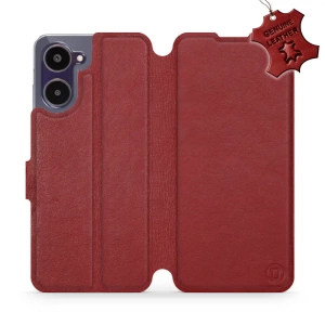 Etui ze skóry naturalnej do Realme 10 - wzór Dark Red Leather