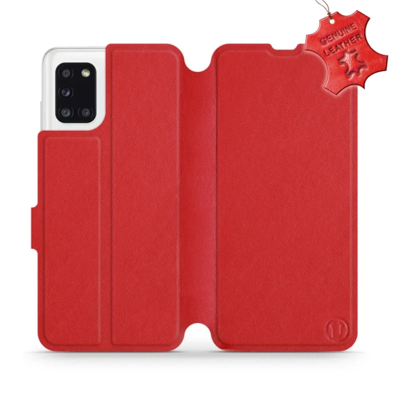 Etui ze skóry naturalnej do Samsung Galaxy A31 - wzór Red Leather