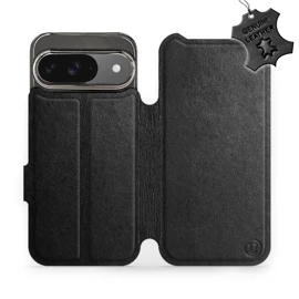 Etui ze skóry naturalnej do Google Pixel 9 - wzór Black Leather
