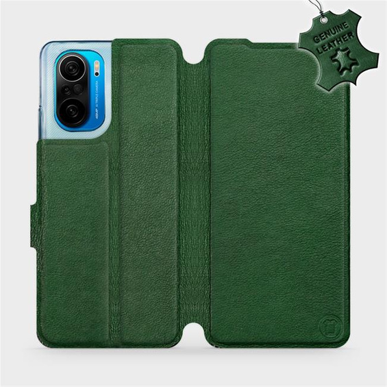 Etui ze skóry naturalnej do Xiaomi POCO F3 - wzór Green Leather