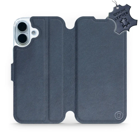 Etui ze skóry naturalnej do Apple iPhone 17 - wzór Blue Leather