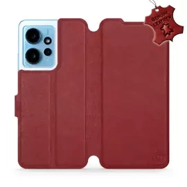 Etui ze skóry naturalnej do Xiaomi Redmi Note 12 4G - wzór Dark Red Leather