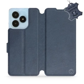 Etui ze skóry naturalnej do Realme Note 50 - wzór Blue Leather