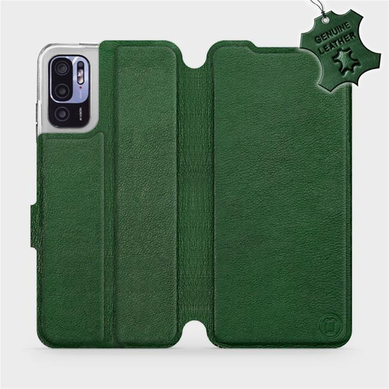 Etui ze skóry naturalnej do Xiaomi Redmi Note 10 5G - wzór Green Leather
