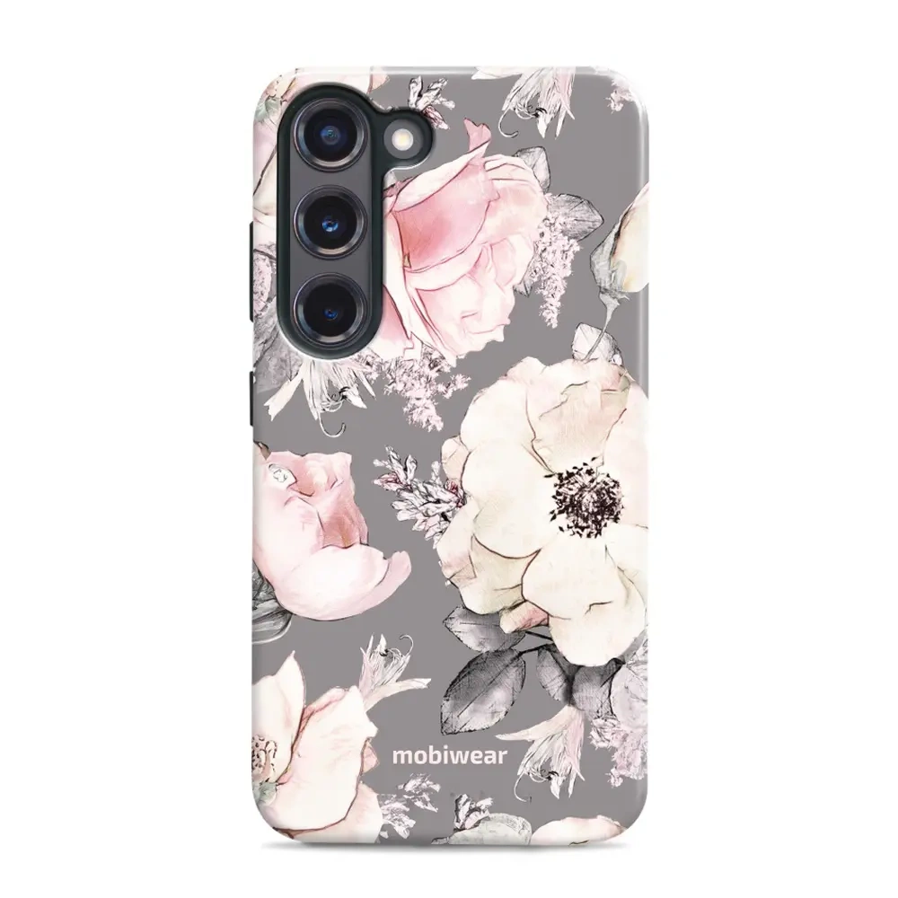 Mobiwear Elite Pro do Samsung Galaxy S23 Plus, ochrona telefonu, trwała konstrukcja, wygodne użytkowanie, dopasowanie, różowo-kwieciste