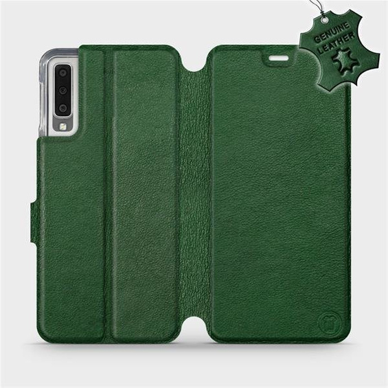 Etui ze skóry naturalnej do Samsung Galaxy A7 2018 - wzór Green Leather