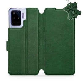 Etui ze skóry naturalnej do OPPO Reno 5 Lite - wzór Green Leather