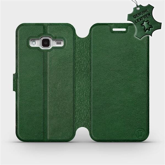 Etui ze skóry naturalnej do Samsung Galaxy J3 2016 - wzór Green Leather