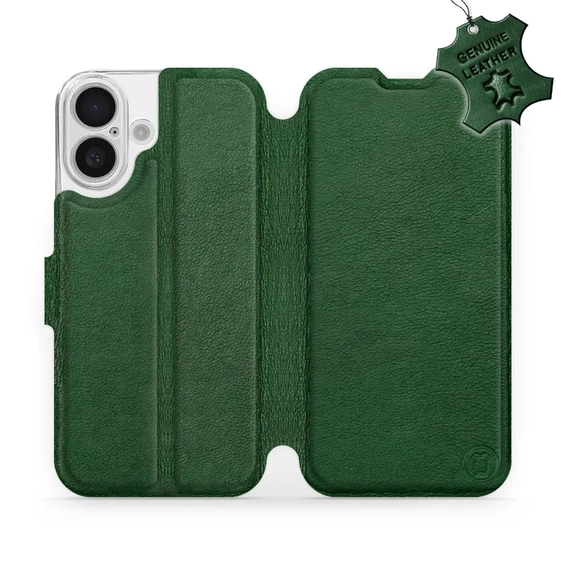 Etui ze skóry naturalnej do Apple iPhone 16 - wzór Green Leather