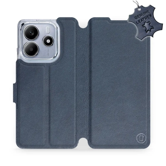 Etui ze skóry naturalnej do Xiaomi Redmi Note 14 5G - wzór Blue Leather