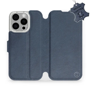 Etui ze skóry naturalnej do Apple iPhone 16 Pro - wzór Blue Leather