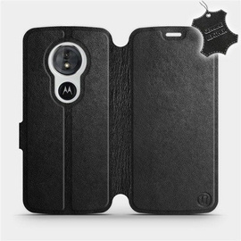 Etui ze skóry naturalnej do Motorola Moto G6 Play - wzór Black Leather