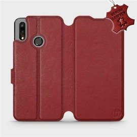 Etui ze skóry naturalnej do Huawei P Smart 2019 - wzór Dark Red Leather