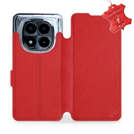 Etui ze skóry naturalnej do Xiaomi POCO X7 - wzór Red Leather