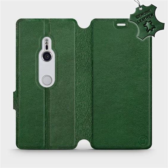 Etui ze skóry naturalnej do Sony Xperia XZ3 - wzór Green Leather