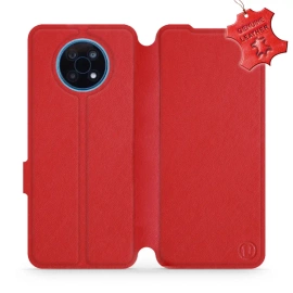 Etui ze skóry naturalnej do Nokia G50 5G - wzór Red Leather