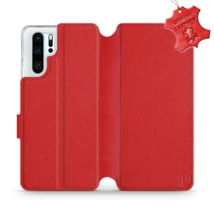Etui ze skóry naturalnej do Huawei P30 Pro - wzór Red Leather
