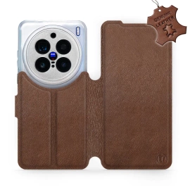 Etui ze skóry naturalnej do Vivo X200 Pro 5G - wzór Brown Leather