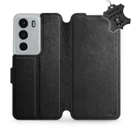 Etui ze skóry naturalnej do Realme P3 lite - wzór Black Leather