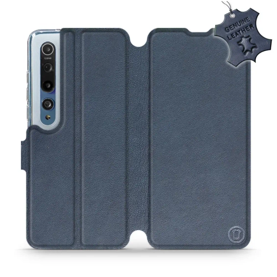 Etui ze skóry naturalnej do Xiaomi Mi 10 - wzór Blue Leather
