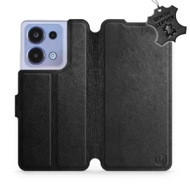 Etui ze skóry naturalnej do Xiaomi Redmi Note 13 4G - wzór Black Leather