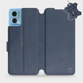 Etui ze skóry naturalnej do Motorola Moto E22 - wzór Blue Leather