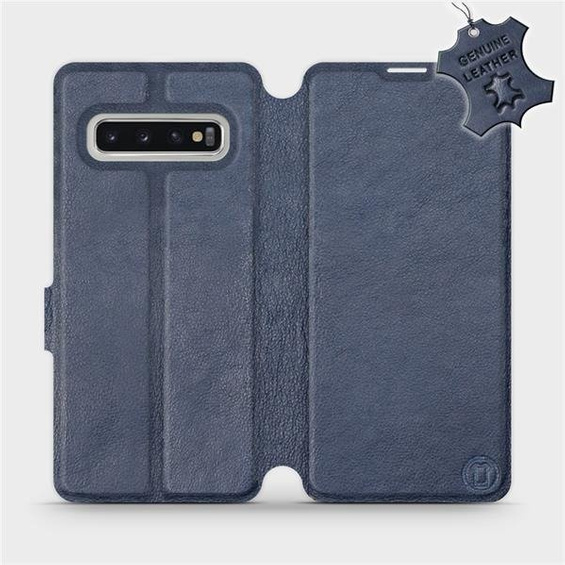 Etui ze skóry naturalnej do Samsung Galaxy S10 - wzór Blue Leather